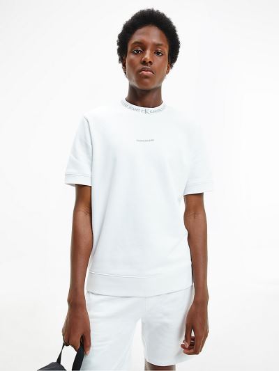 Calvin Klein Ruhák HU227427 | Calvin Klein Organic Cotton Short Sleeve Férfi Pulóver Világos Fehér